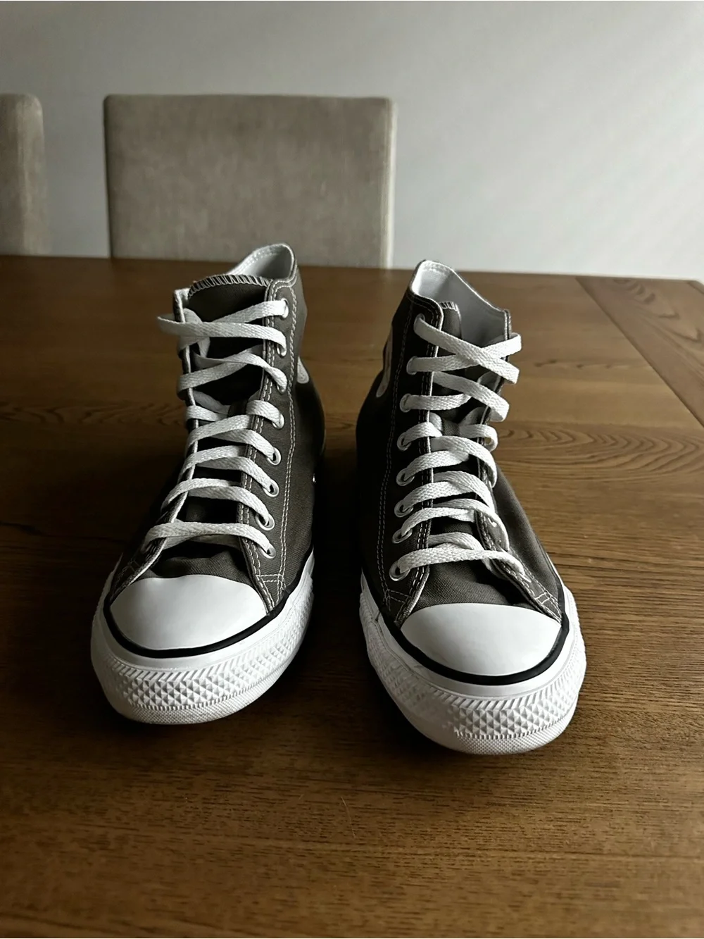 Converse High-Top Sneakers in Gray and White